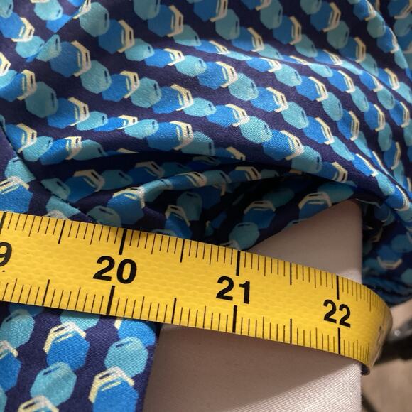 The Shirt Rochelle Behrens Blue Print Ruffled Blouse Size M Boho Fairy Victorian - Picture 4 of 12